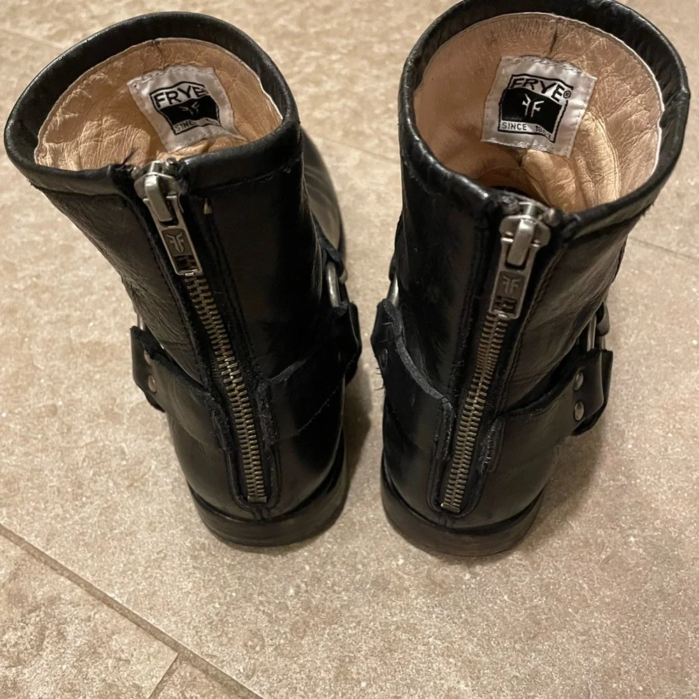 Frye Black Leather Ankle Boots - Picture 2 of 8